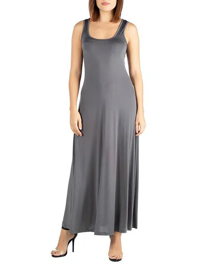 24seven Comfort Apparel Womens Knit Sleeveless Maxi Dress In Gray