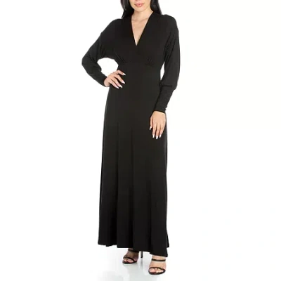 24seven Comfort Apparel Womens Long Sleeve Maxi Dress In Black