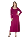 24seven Comfort Apparel Women's Long Sleeve T-shirt Maxi Dress In Purple