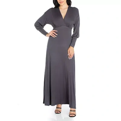 24seven Comfort Apparel Womens Long Sleeve Maxi Dress In Gray