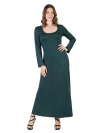 24seven Comfort Apparel Womens Long Sleeve Maxi Dress In Green