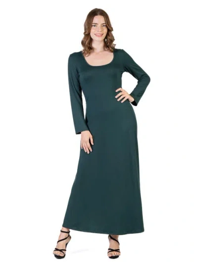 24seven Comfort Apparel Womens Long Sleeve Maxi Dress In Green