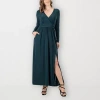 24seven Comfort Apparel Womens Long Sleeve Maxi Dress In Green