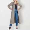24seven Comfort Apparel Womens Long Sleeve Open Front Plus Cardigan In Brown