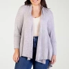 24seven Comfort Apparel Womens Long Sleeve Open Front Plus Cardigan In Gray