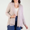 24seven Comfort Apparel Womens Long Sleeve Open Front Plus Cardigan In Sand