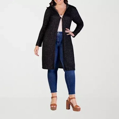 24seven Comfort Apparel Womens Long Sleeve Plus Cardigan In Black
