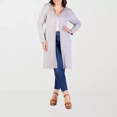 24seven Comfort Apparel Womens Long Sleeve Plus Cardigan In Gray