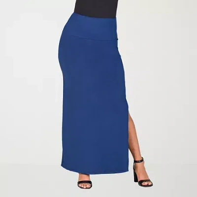 24seven Comfort Apparel Womens Maxi Skirt In Blue