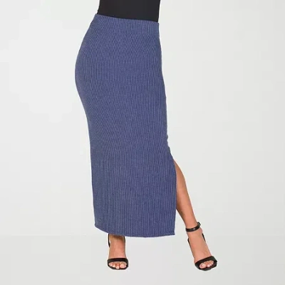 24seven Comfort Apparel Womens Maxi Skirt In Blue