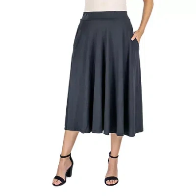 24seven Comfort Apparel Womens Mid Rise A-line Skirt In Black