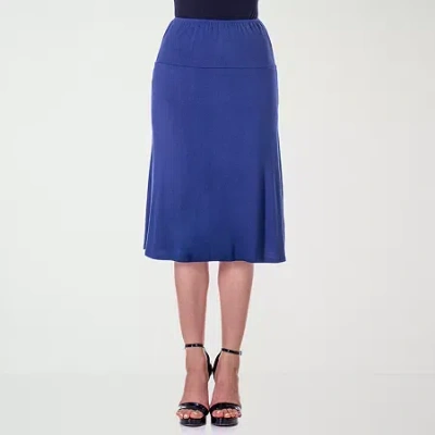 24seven Comfort Apparel Womens Mid Rise A-line Skirt In Blue