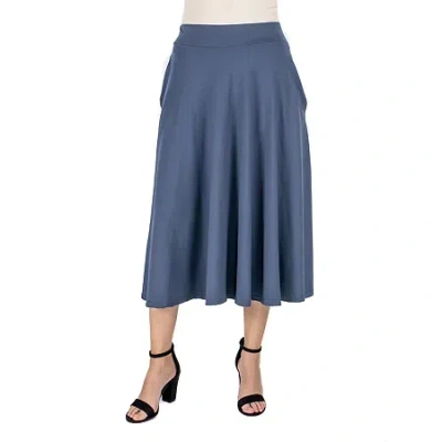 24seven Comfort Apparel Womens Mid Rise A-line Skirt In Blue