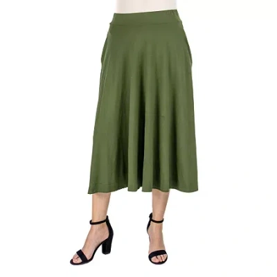 24seven Comfort Apparel Womens Mid Rise A-line Skirt In Green