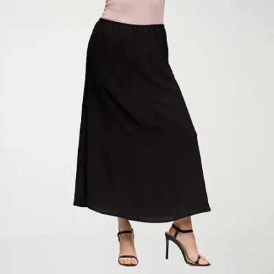 24seven Comfort Apparel Womens Mid Rise Long A-line Skirt In Black