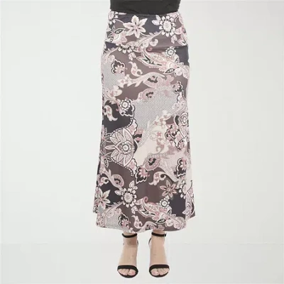 24seven Comfort Apparel Womens Mid Rise Long A-line Skirt In Multi