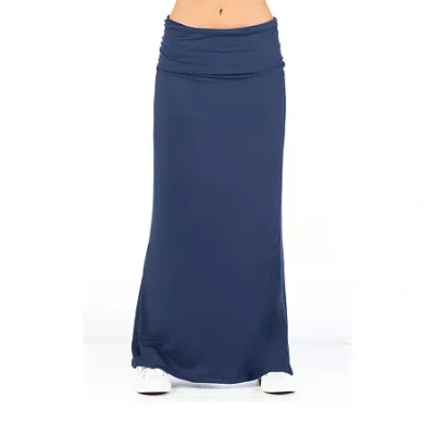 24seven Comfort Apparel Womens Mid Rise Maxi Skirt In Blue