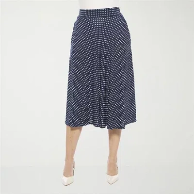 24seven Comfort Apparel Womens Mid Rise Midi A-line Skirt In Blue