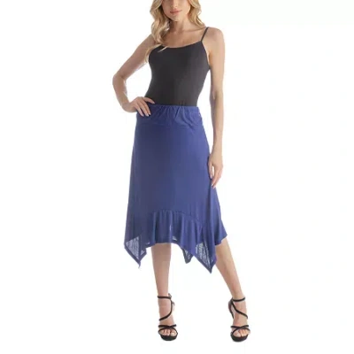 24seven Comfort Apparel Womens Mid Rise Midi A-line Skirt In Blue