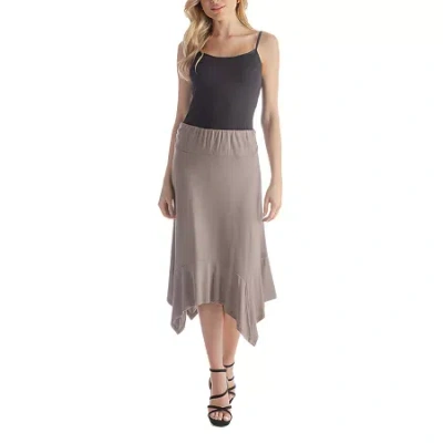 24seven Comfort Apparel Womens Mid Rise Midi A-line Skirt In Brown