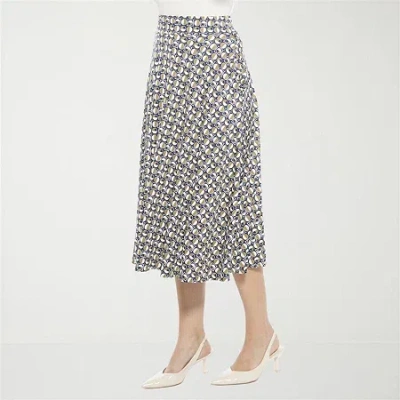 24seven Comfort Apparel Womens Mid Rise Midi A-line Skirt In Green