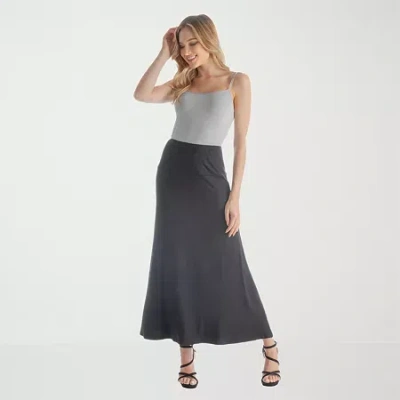 24seven Comfort Apparel Womens Mid Rise Stretch Fabric Maxi Skirt In Multi