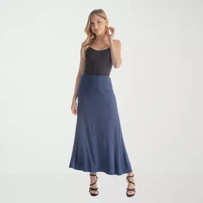 24seven Comfort Apparel Womens Mid Rise Stretch Fabric Maxi Skirt In Multi