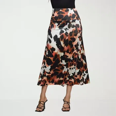 24seven Comfort Apparel Womens Mid Rise Stretch Fabric Maxi Skirt In Brown