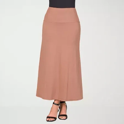 24seven Comfort Apparel Womens Mid Rise Stretch Fabric Maxi Skirt In Multi