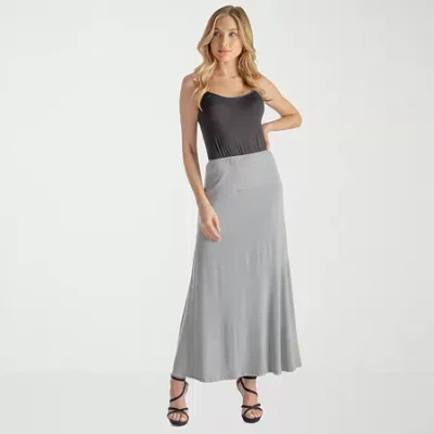 24seven Comfort Apparel Womens Mid Rise Stretch Fabric Maxi Skirt In Multi
