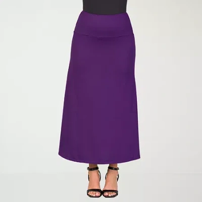 24seven Comfort Apparel Womens Mid Rise Stretch Fabric Maxi Skirt In Multi