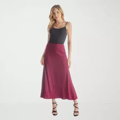 24seven Comfort Apparel Womens Mid Rise Stretch Fabric Maxi Skirt In Multi