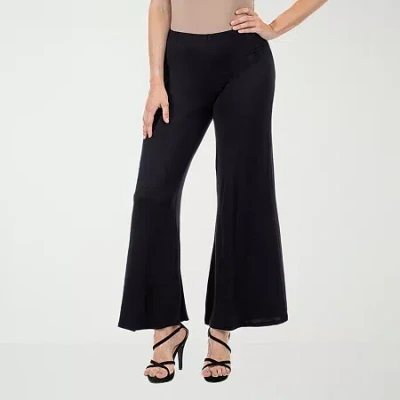 24seven Comfort Apparel Womens Mid Rise Wide Leg Palazzo Pant In Black