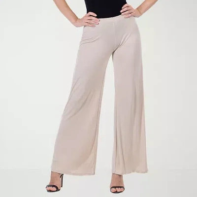 24seven Comfort Apparel Womens Mid Rise Wide Leg Palazzo Pant In Neutral
