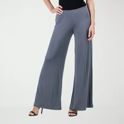 24seven Comfort Apparel Womens Mid Rise Wide Leg Palazzo Pant In Blue
