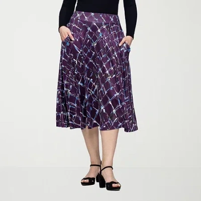 24seven Comfort Apparel Womens Midi A-line Skirt In Purple