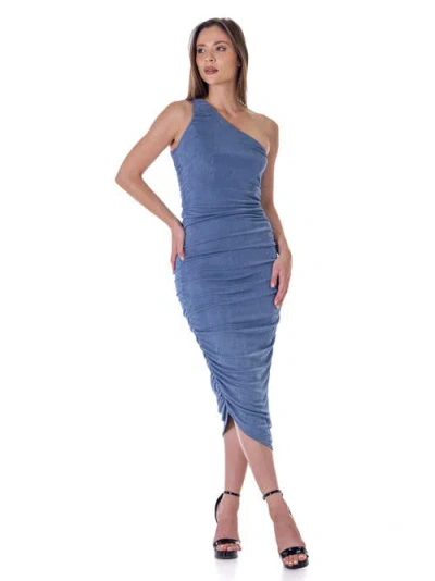 24SEVEN COMFORT APPAREL 24SEVEN COMFORT APPAREL WOMENS ONE SHOULDER RUCHED BODYCON DRESS