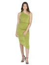 24seven Comfort Apparel Womens One Shoulder Ruched Bodycon Dress In Green