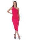 24seven Comfort Apparel Plus Size One Shoulder Ruched Bodycon Dress In Pink
