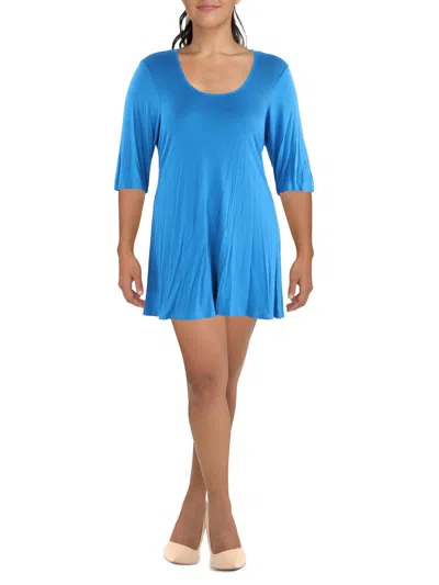 24seven Comfort Apparel Womens Open Chest Mini Mini Dress In Blue