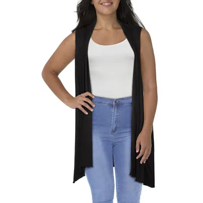 24seven Comfort Apparel Womens Open Front Drapey Casual Vest In Black