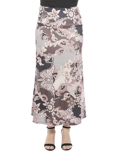 24seven Comfort Apparel Womens Paisley Elastic Waist A Line Maxi Skirt In Multi
