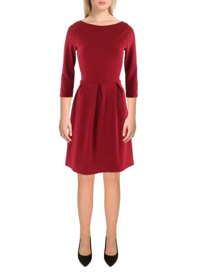 24seven Comfort Apparel Womens Pleated Mini Fit & Flare Dress In Red
