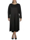 24seven Comfort Apparel Midi Length Fit And Flare Pocket Maternity Dress In Black
