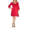 24seven Comfort Apparel Womens Plus 3/4 Sleeve A-line Dress In Red