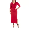 24seven Comfort Apparel Womens Plus 3/4 Sleeve Maxi Dress In Red