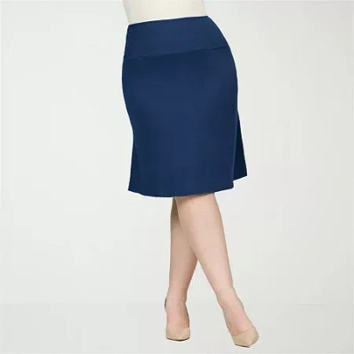 24seven Comfort Apparel Womens Plus A-line Skirt In Blue