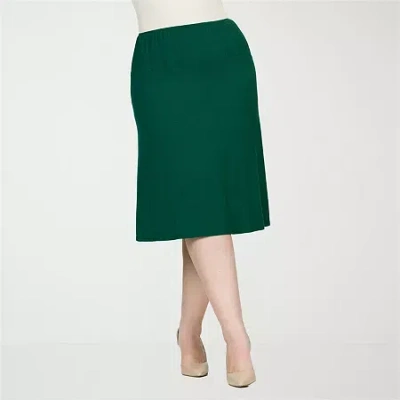24seven Comfort Apparel Womens Plus A-line Skirt In Green
