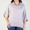 24seven Comfort Apparel Womens Plus Cowl Neck Elbow Sleeve Blouse In Gray