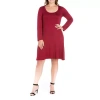 24seven Comfort Apparel Womens Plus Long Sleeve A-line Dress In Red